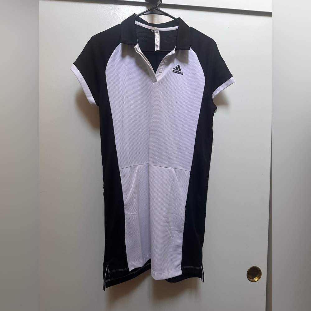 NWOT ADIDAS Monochrome Colorblock Black and White Polo golf dress size XS - Picture 3 of 10